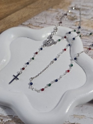 Naszyjnik z kolorowymi kamieniami SREBRO 925