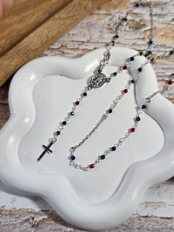 Naszyjnik z kolorowymi kamieniami SREBRO 925