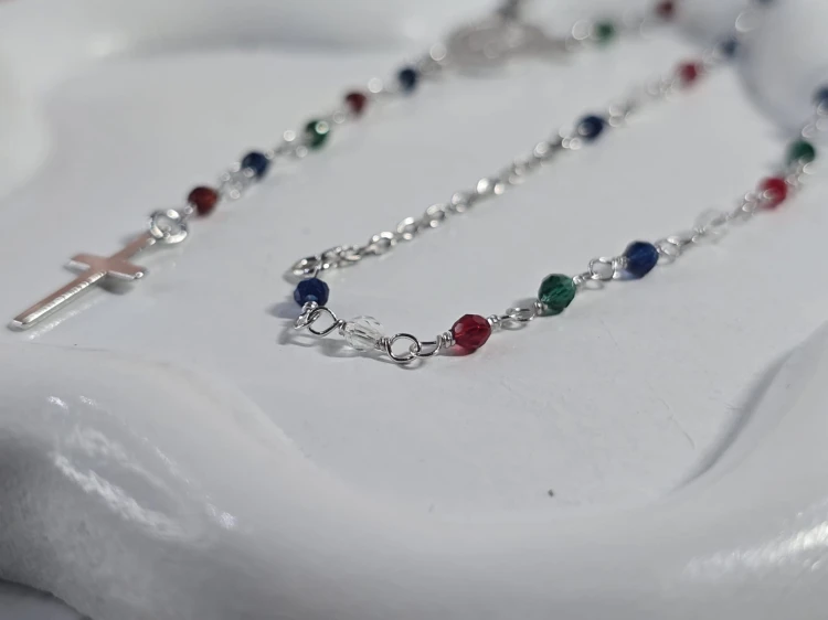 Naszyjnik z kolorowymi kamieniami SREBRO 925