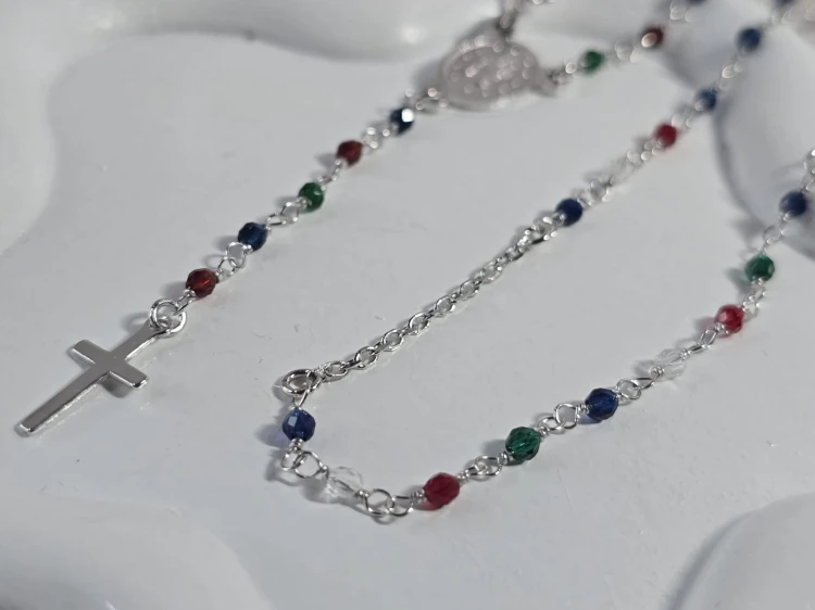 Naszyjnik z kolorowymi kamieniami SREBRO 925
