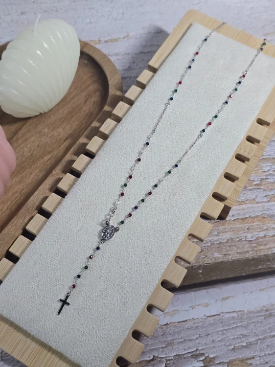 Naszyjnik z kolorowymi kamieniami SREBRO 925