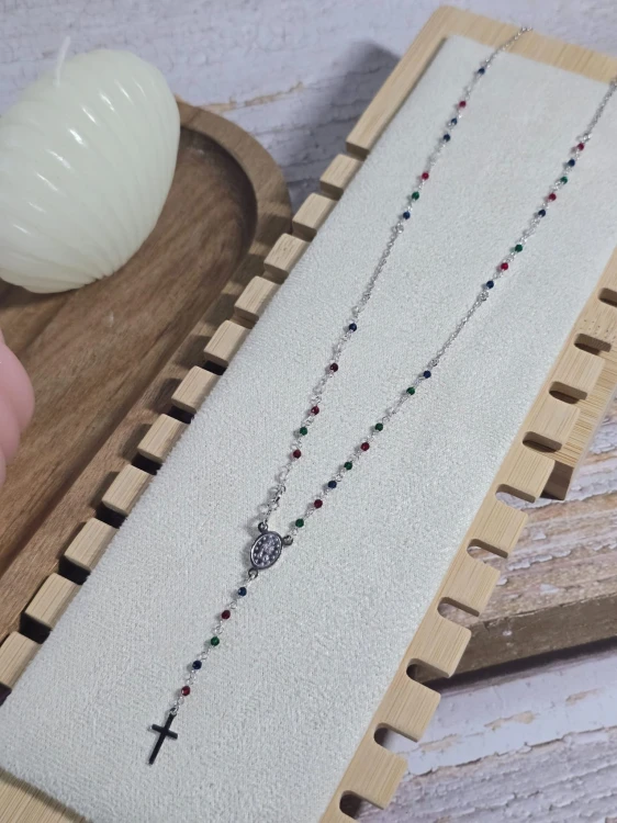 Naszyjnik z kolorowymi kamieniami SREBRO 925