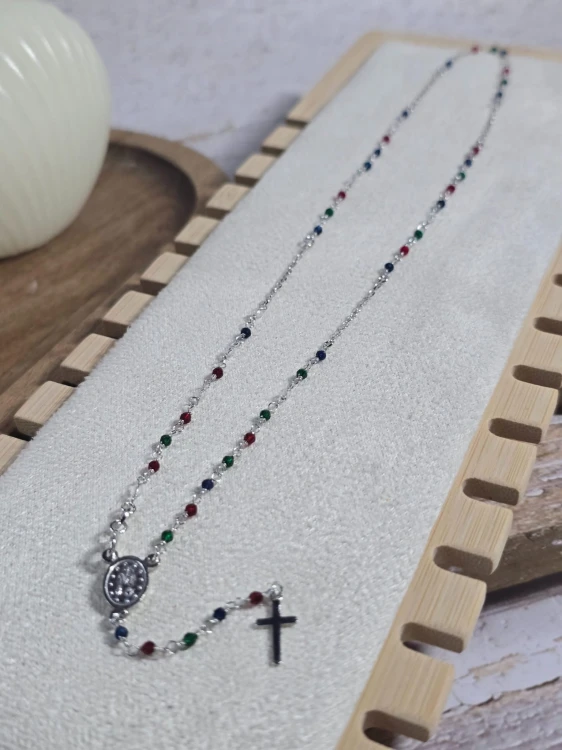 Naszyjnik z kolorowymi kamieniami SREBRO 925
