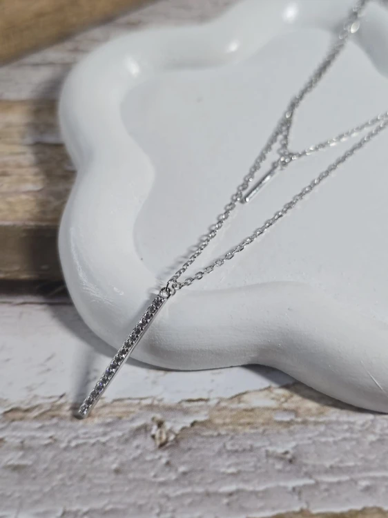 Naszyjnik podwójny minimalistyczny srebrny