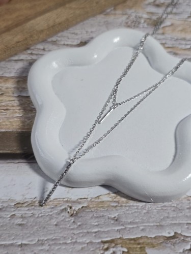 Naszyjnik podwójny minimalistyczny srebrny