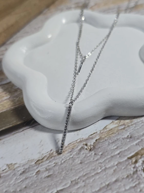 Naszyjnik podwójny minimalistyczny srebrny
