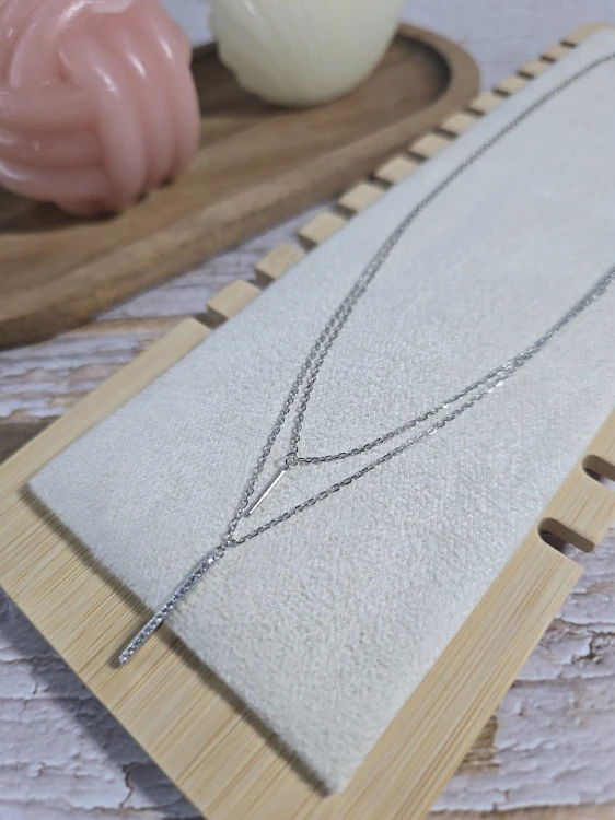 Naszyjnik podwójny minimalistyczny srebrny