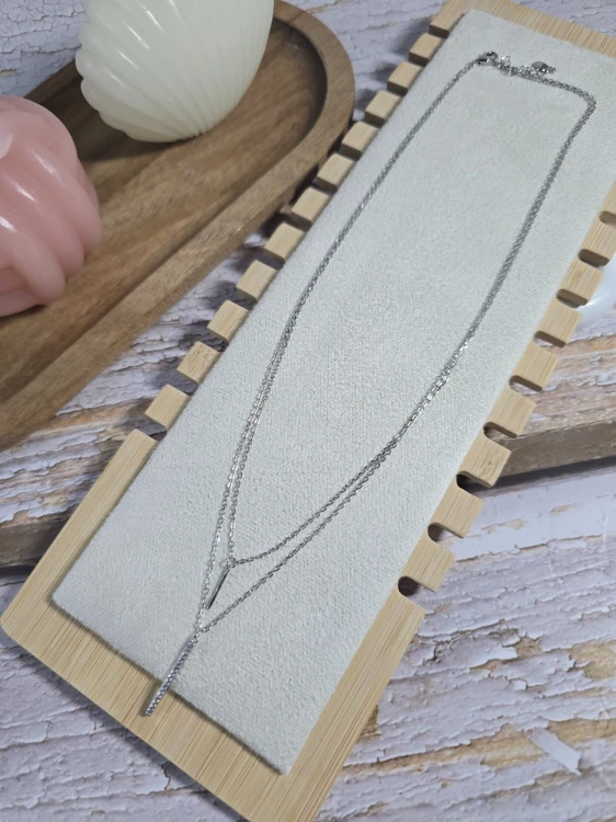 Naszyjnik podwójny minimalistyczny srebrny