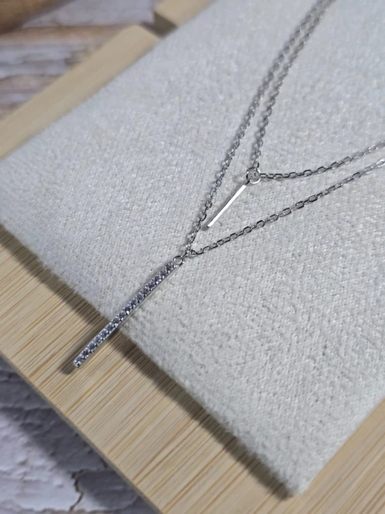 Naszyjnik podwójny minimalistyczny srebrny