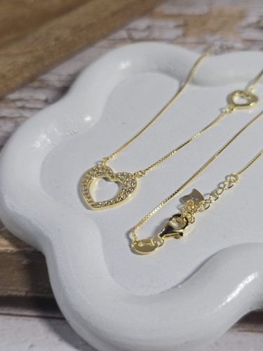 Naszyjnik złocony SERCE z cyrkoniami