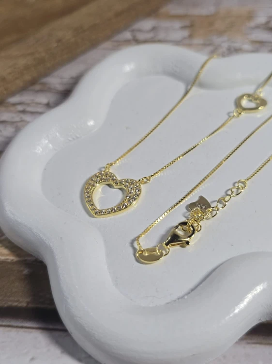Naszyjnik złocony SERCE z cyrkoniami