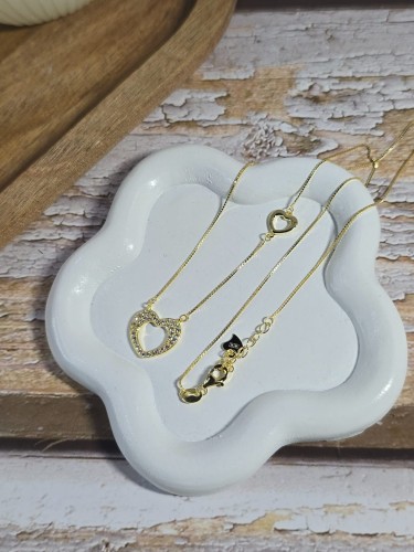 Naszyjnik złocony SERCE z cyrkoniami