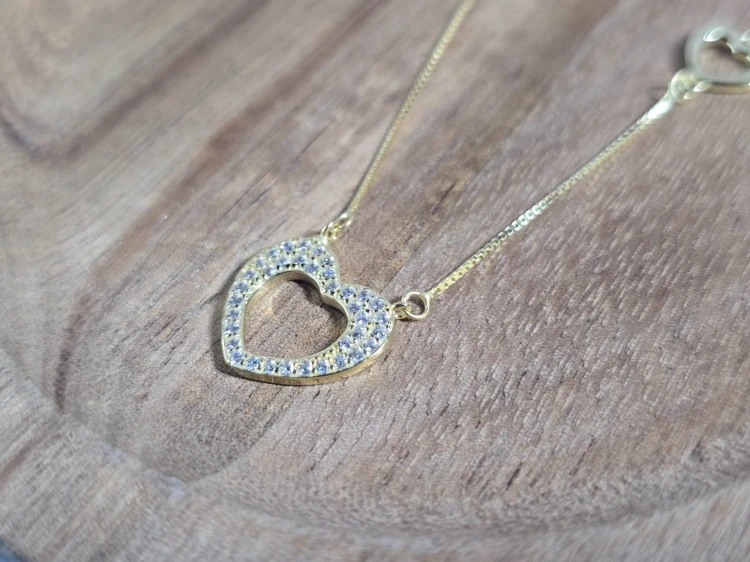 Naszyjnik złocony SERCE z cyrkoniami