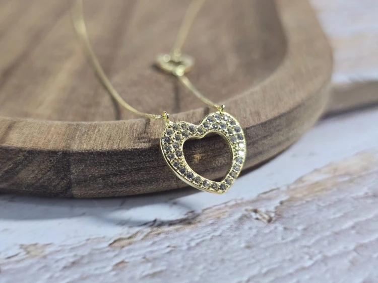 Naszyjnik złocony SERCE z cyrkoniami