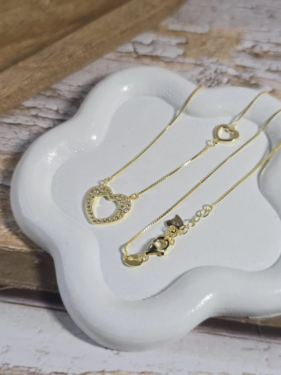 Naszyjnik złocony SERCE z cyrkoniami