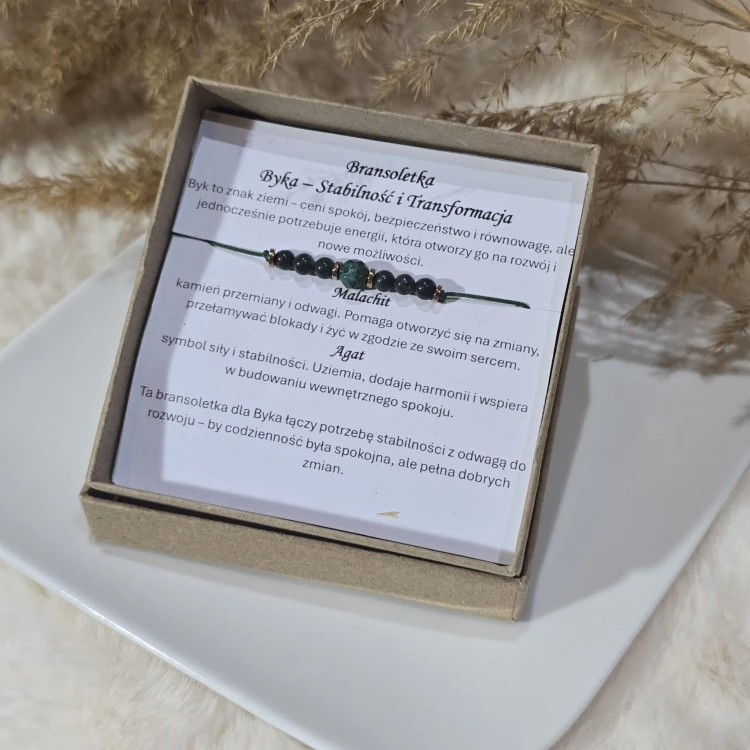 Bransoletka Zodiakalna Byk: Stabilność i Transformacja - Malachit i Agat