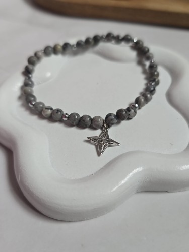 Bransoletka agat szary i róża wiatrów