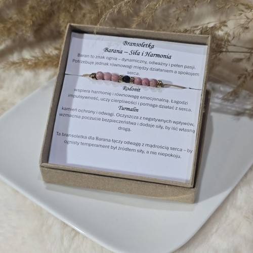 Bransoletka zodiakalna: Baran - Siła i harmonia Rodonit i Turmalin
