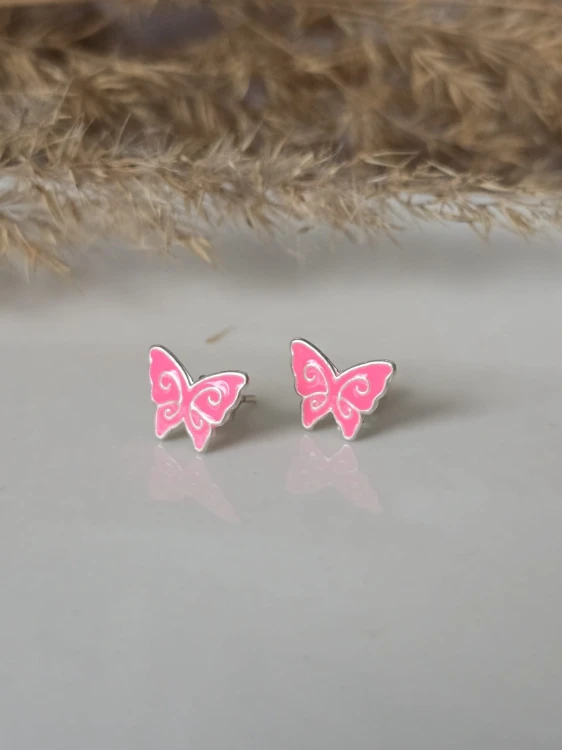 Kolczyki dziecięce Różowe Motylki