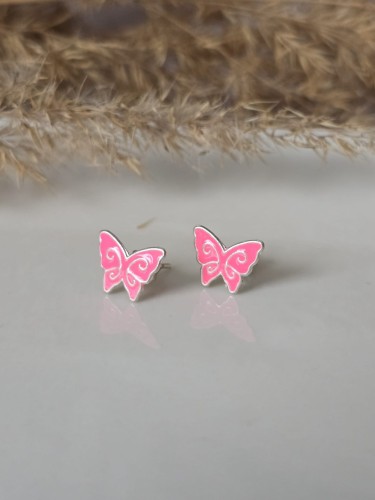 Kolczyki dziecięce Różowe Motylki