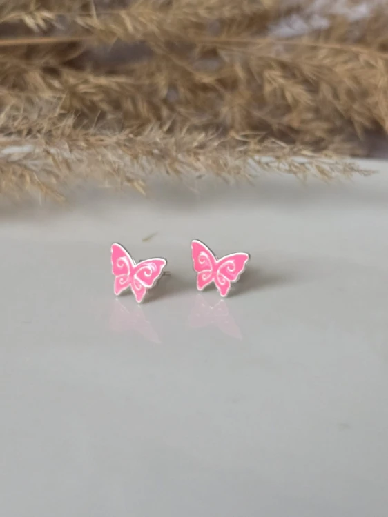 Kolczyki dziecięce Różowe Motylki