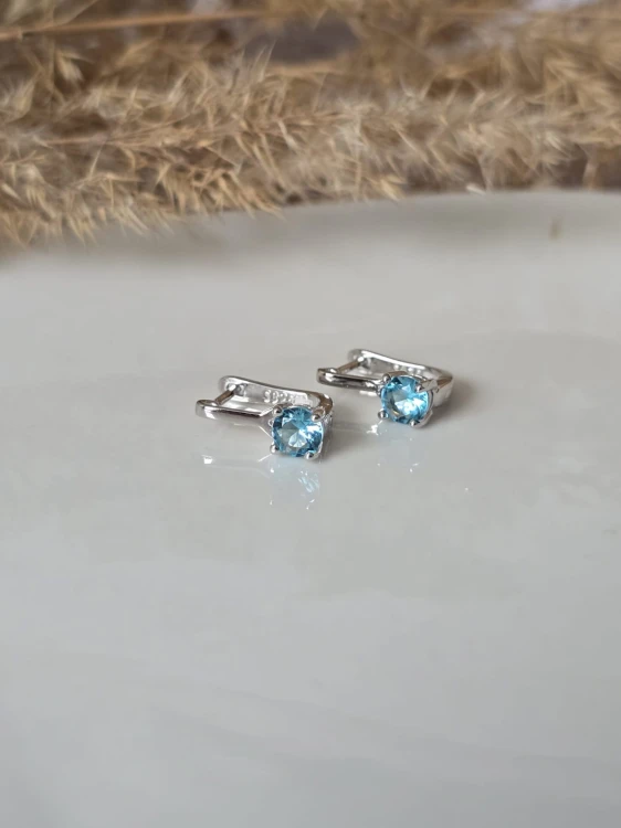 Kolczyki dziecięce Błękitna Cyrkonia