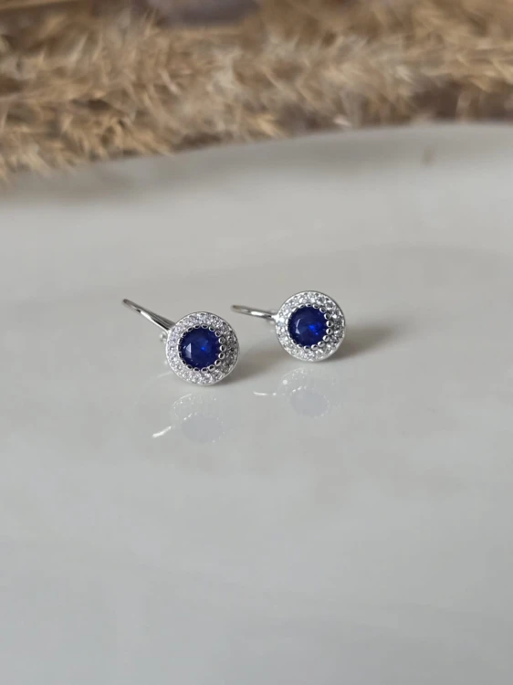 Kolczyki dziecięce Granatowa Cyrkonia