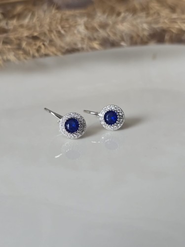 Kolczyki dziecięce Granatowa Cyrkonia