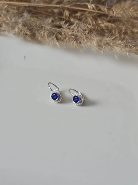 Kolczyki dziecięce Granatowa Cyrkonia