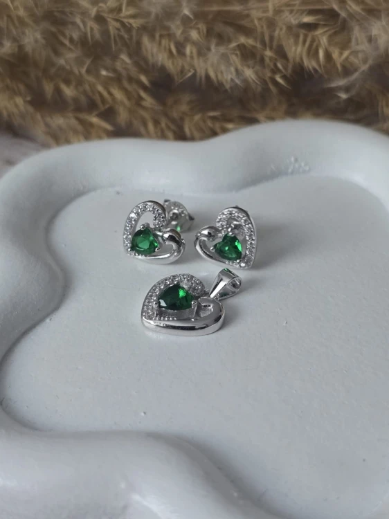 Srebrny komplet biżuterii Emerald Heart