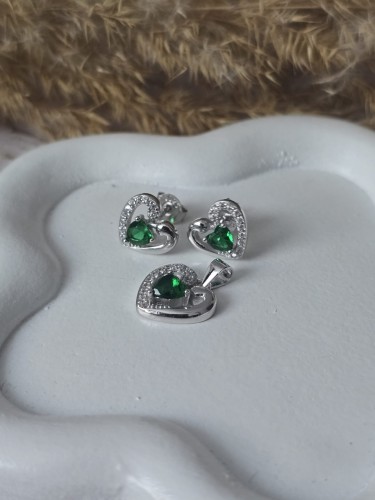 Srebrny komplet biżuterii Emerald Heart