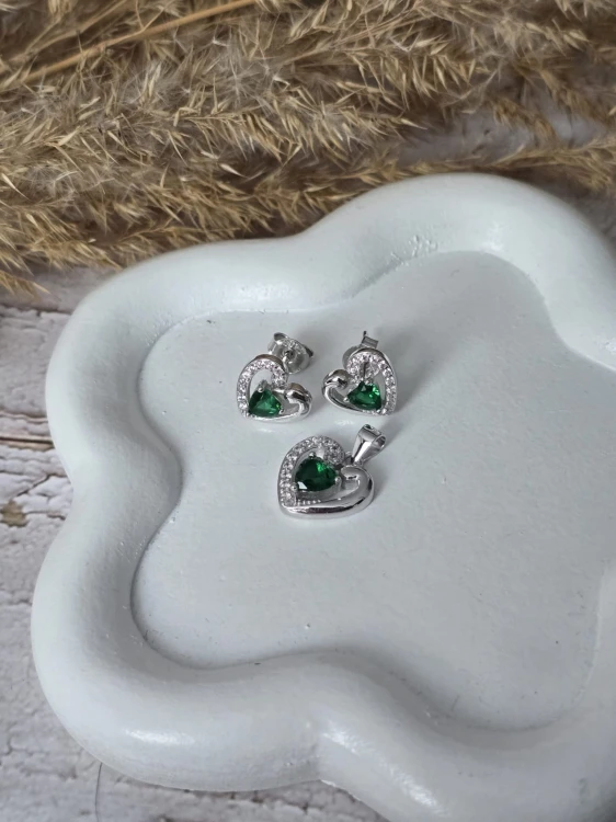 Srebrny komplet biżuterii Emerald Heart