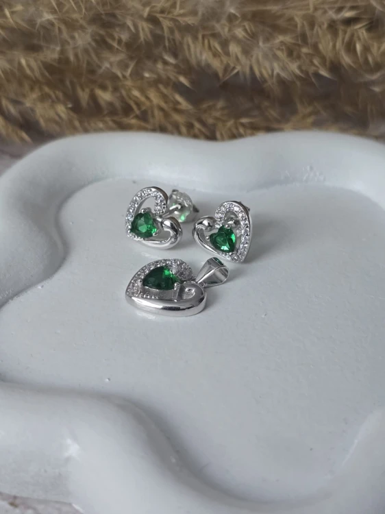 Srebrny komplet biżuterii Emerald Heart