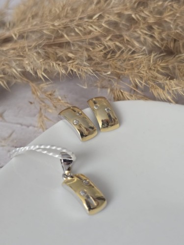 Srebrny komplet biżuterii Blask Dwóch Tonów