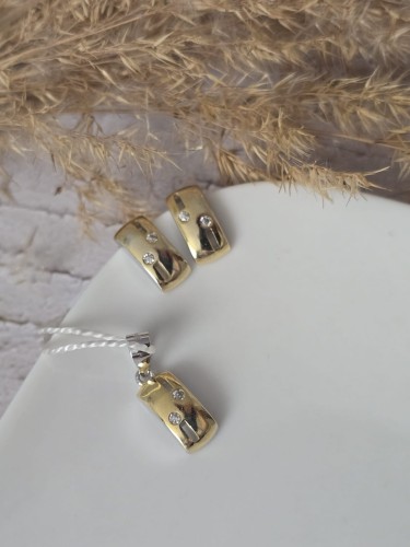 Srebrny komplet biżuterii Blask Dwóch Tonów