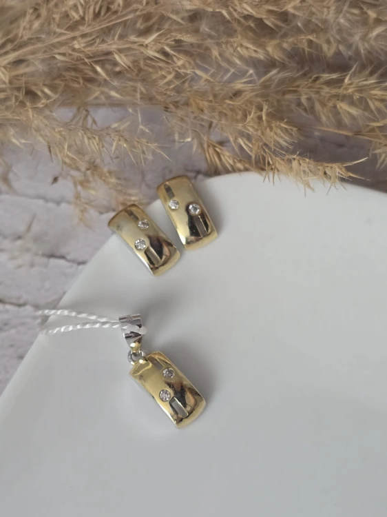 Srebrny komplet biżuterii Blask Dwóch Tonów