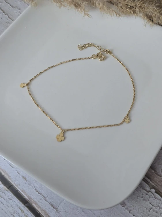 Bransoletka na nogę Złota Koniczynka