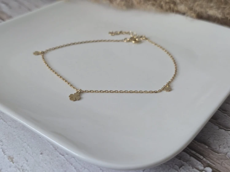 Bransoletka na nogę Złota Koniczynka