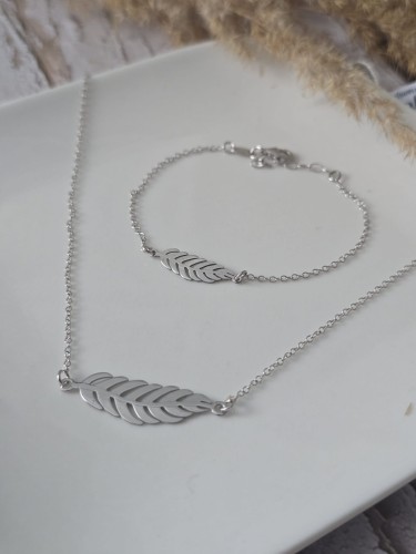 Komplet srebrnej biżuterii Lekkość Pióra