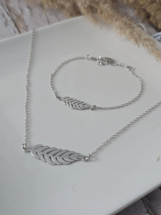 Komplet srebrnej biżuterii Lekkość Pióra