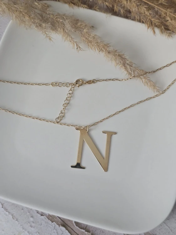 Naszyjnik N – złocone srebro 925