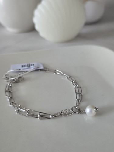 Bransoletka srebrna Perlina