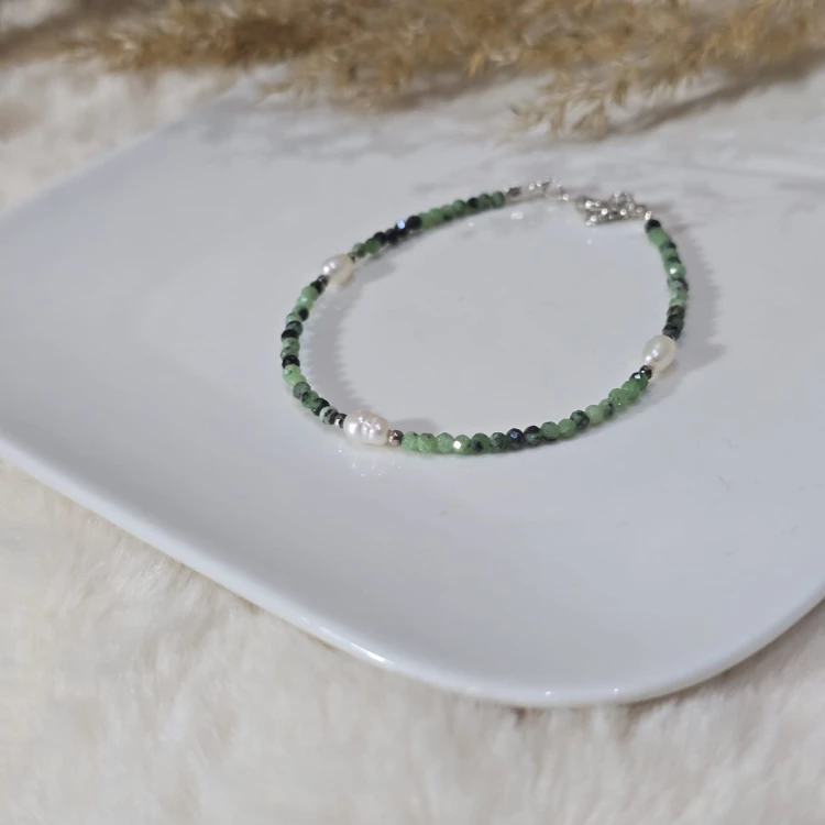 Bransoletka "Lunar Serenity" z perłą naturalną i zoisytem