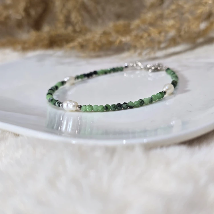 Bransoletka "Lunar Serenity" z perłą naturalną i zoisytem