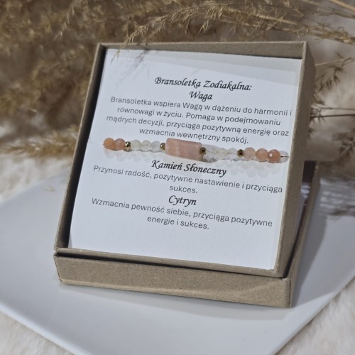 Bransoletka zodiakalna Waga: Optymizm i Sukces - kamień słoneczny i cytryn