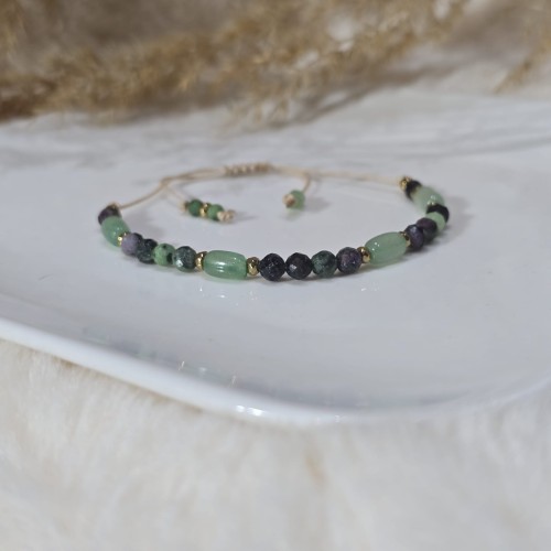 Bransoletka zodiakalna Rak: Transformacja i Szczęście - zoisyt w rubinie i awenturyn