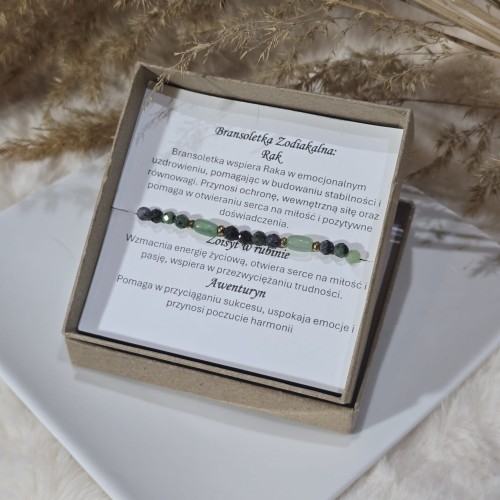 Bransoletka zodiakalna Rak: Transformacja i Szczęście - zoisyt w rubinie i awenturyn