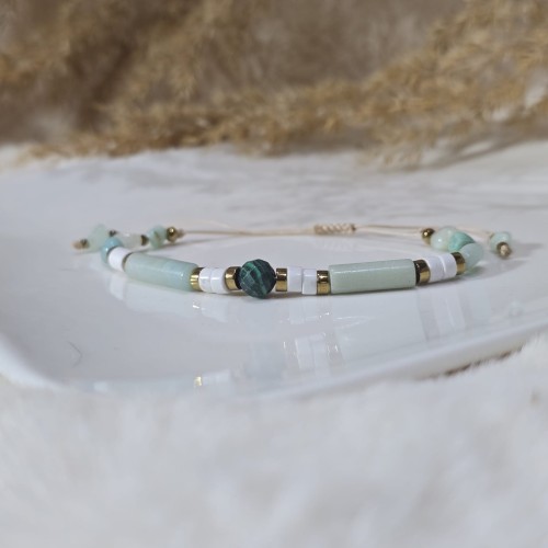 Bransoletka "Harmonia i Odwaga" z howlitem, amazonitem i malachitem