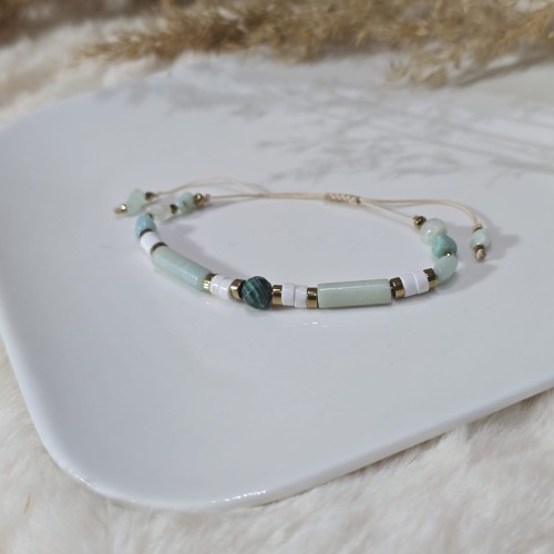 Bransoletka "Harmonia i Odwaga" z howlitem, amazonitem i malachitem