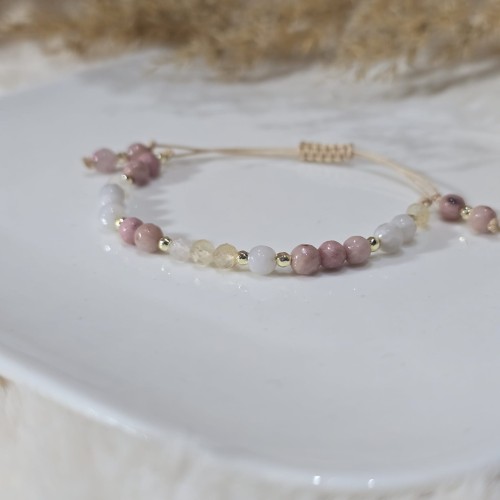 Bransoletka Zodiakalna Byk: Miłość i Kreatywność - Rodonit, Cytryn, Agat